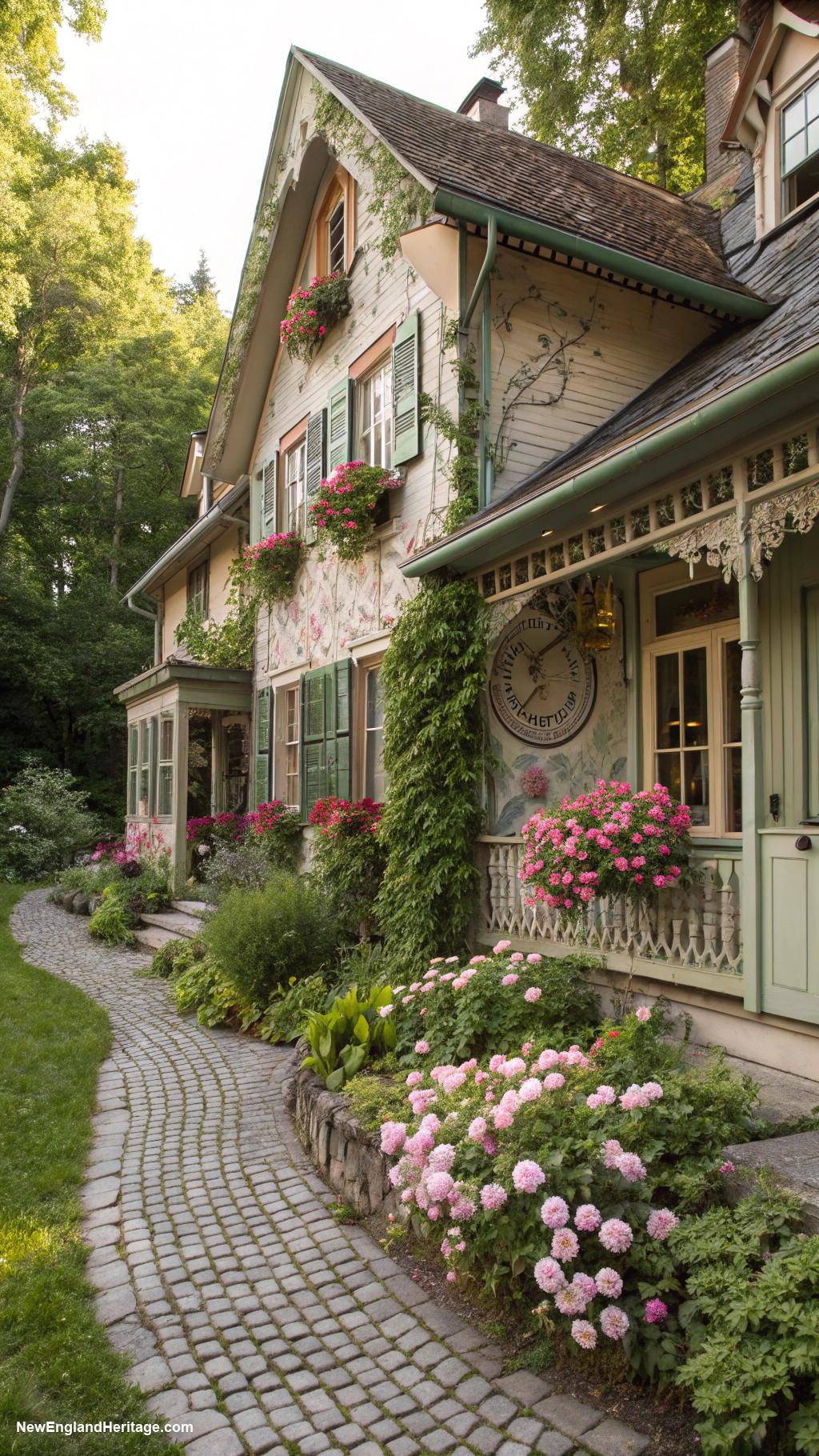victorian houses Romantic cottage adorned with floral motifs