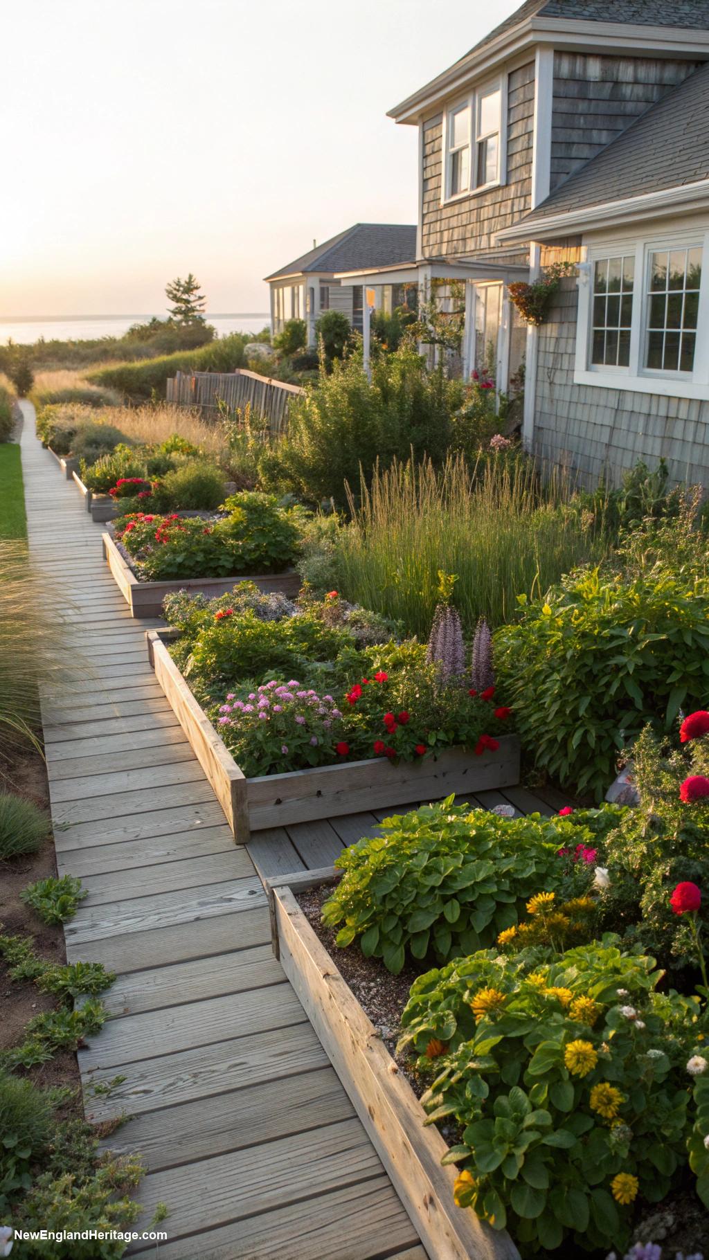 beach home backyard ideas Lush native plant garden beds