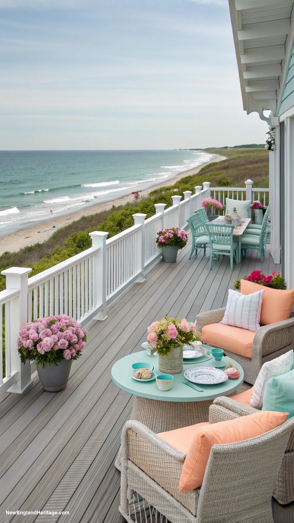 beach home backyard ideas Wraparound deck with ocean views
