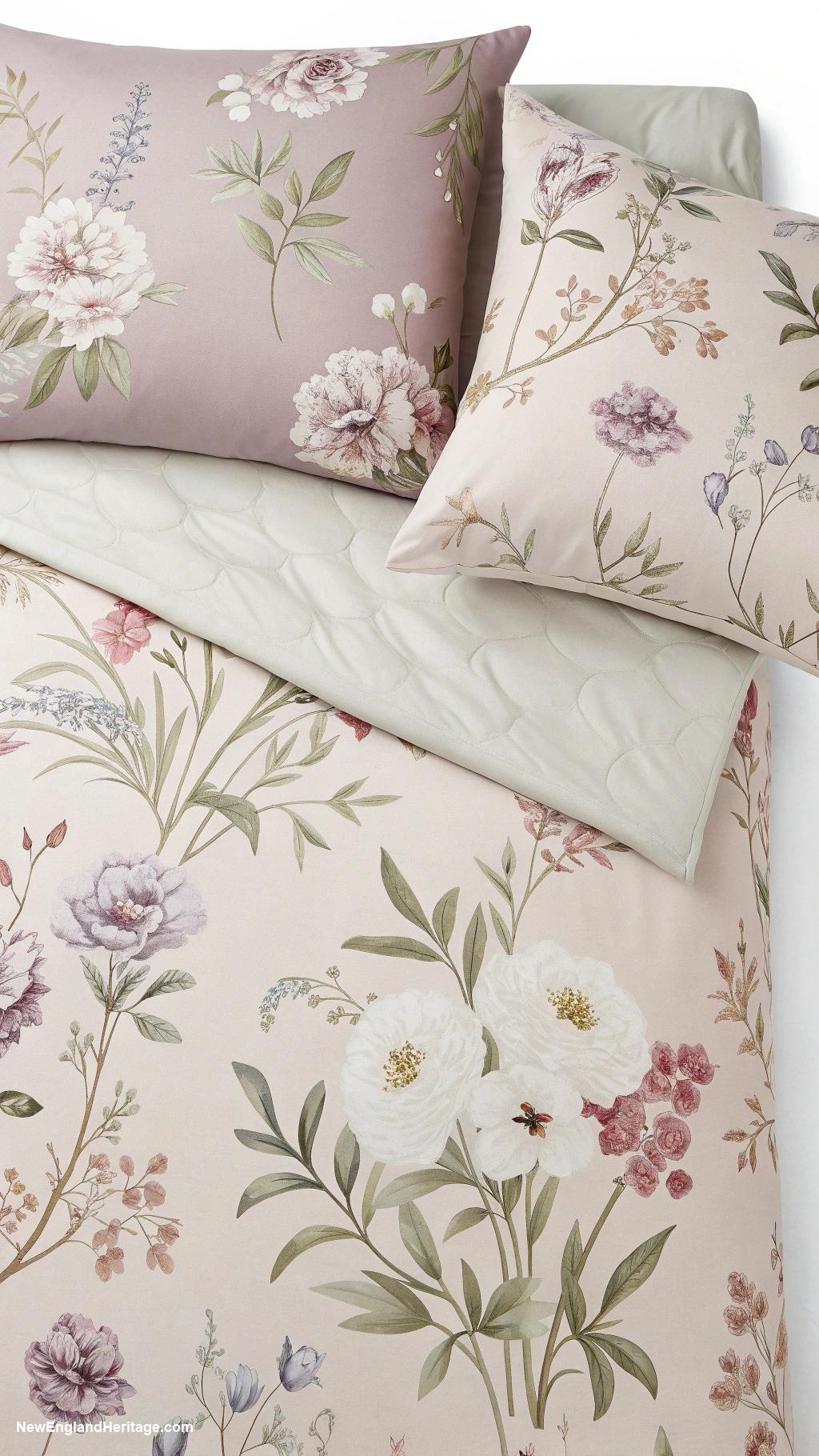 bedding ideas Floral patterns in muted tones