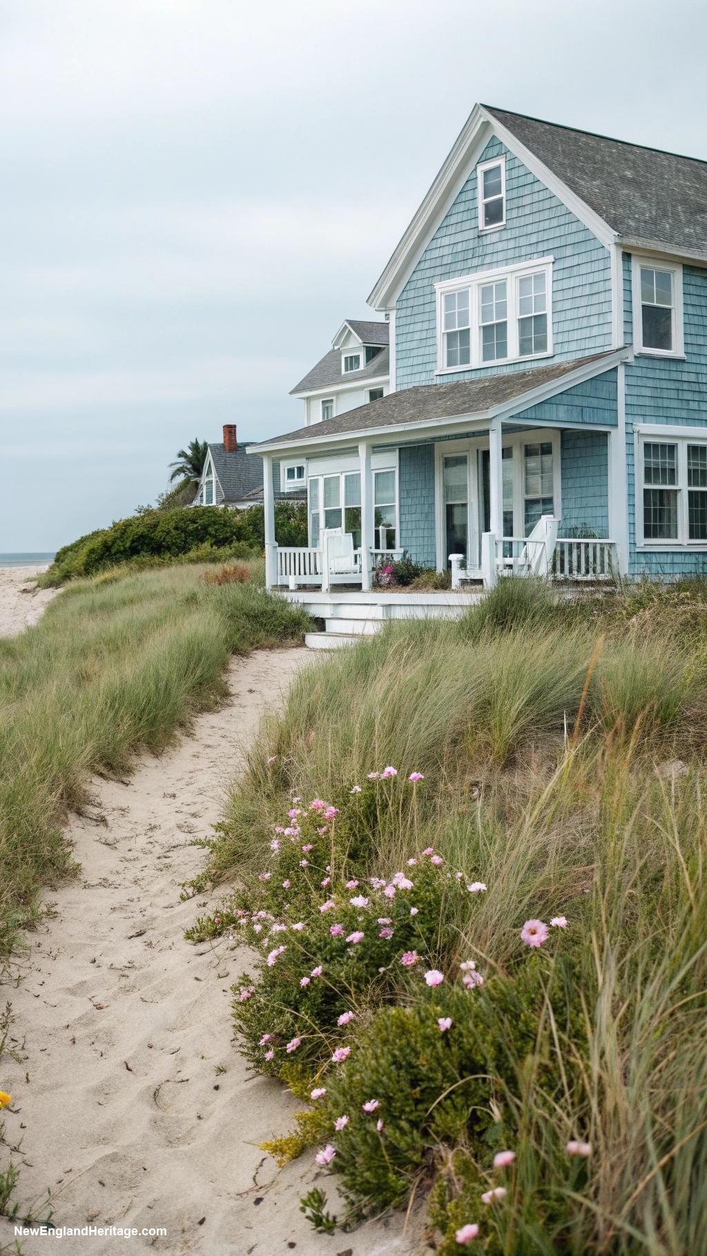 cape cod cottage Beachy color palette of blues and whites