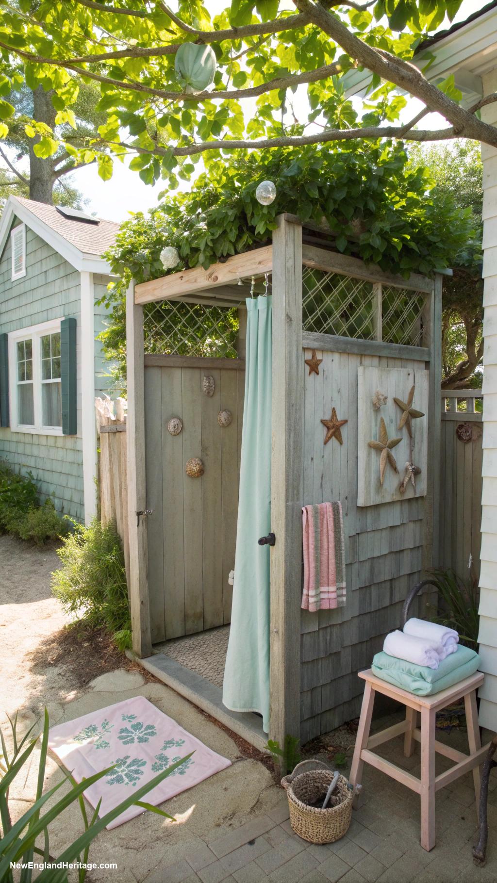 cape cod cottage Outdoor shower to rinse off after beach