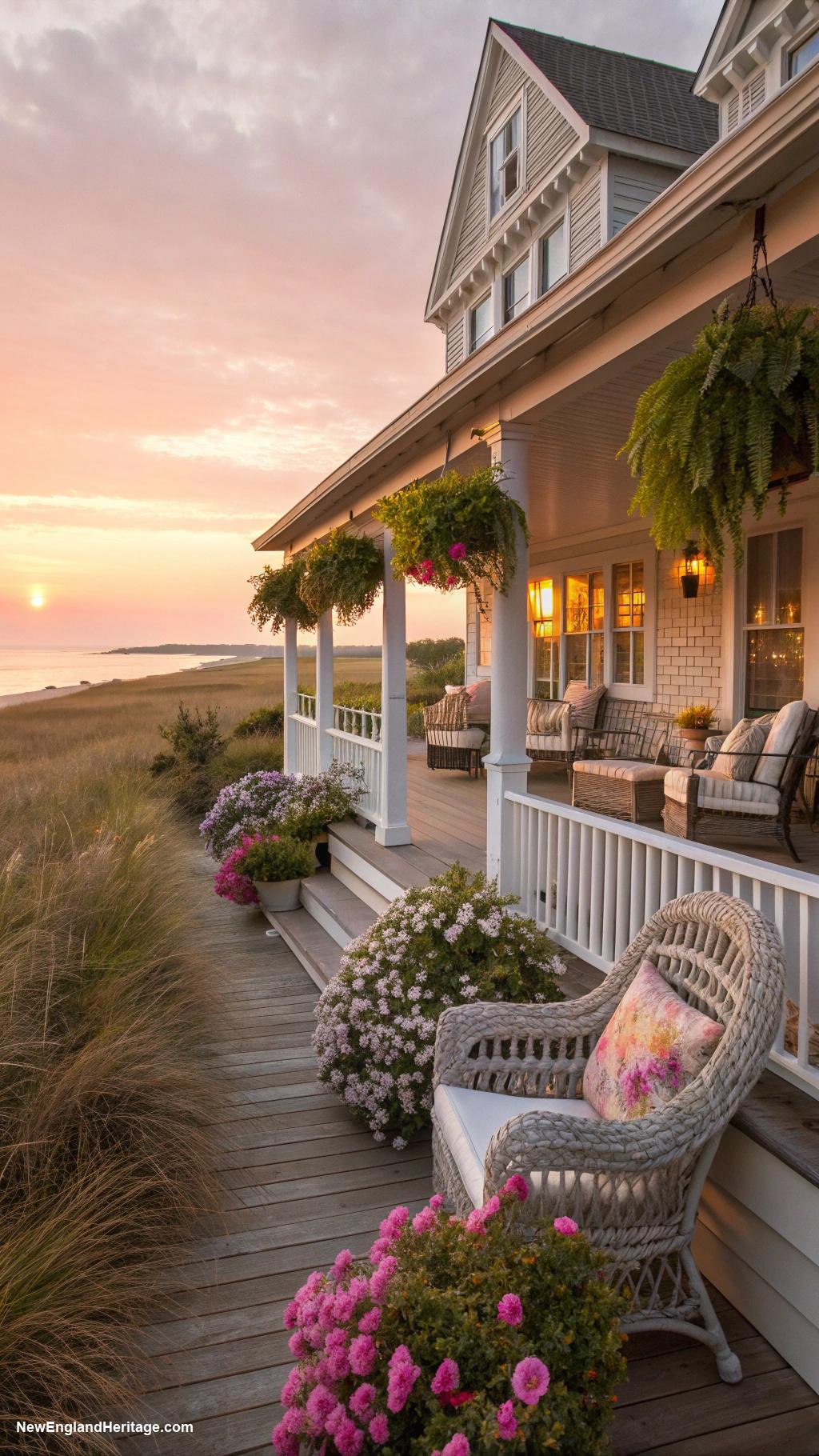 cape cod cottage Wraparound porch for sunset views and breezes