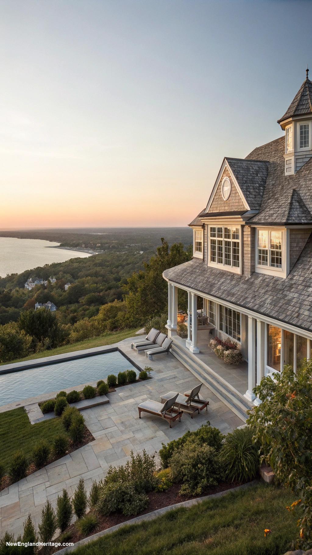 classic pool houses Elegant infinity pool house with skyline view