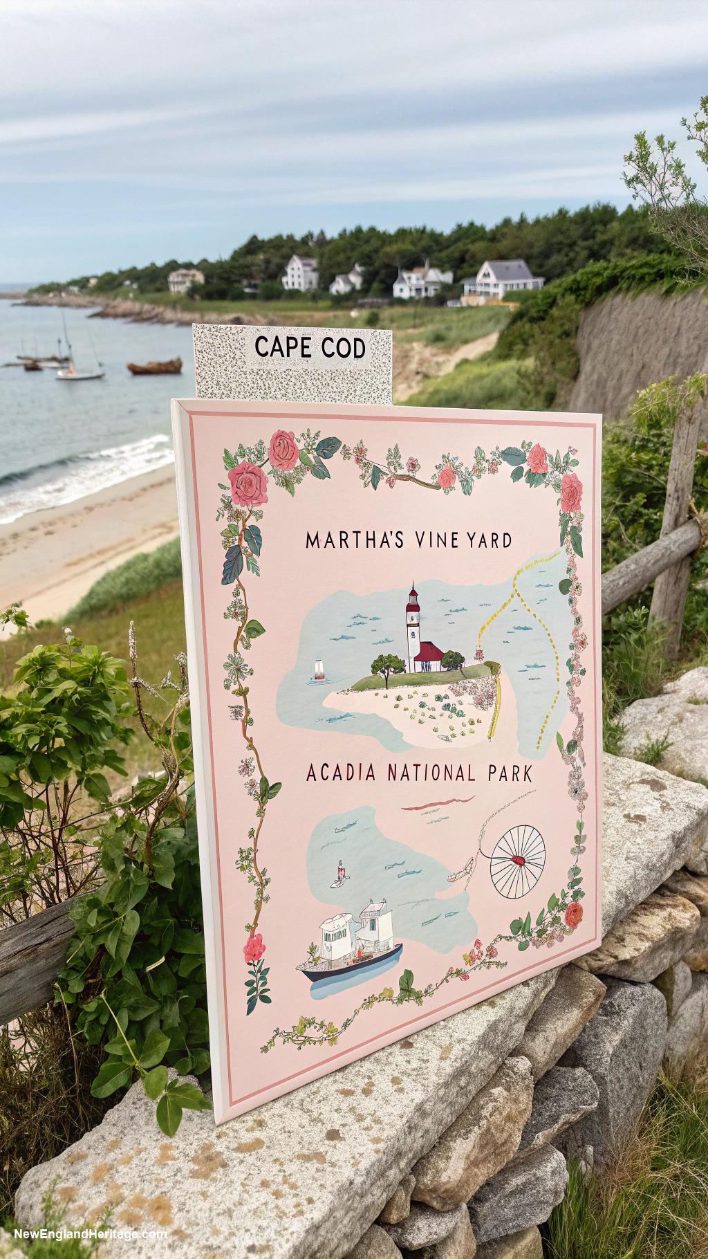 coastal coffee table decor Map of coastal New England