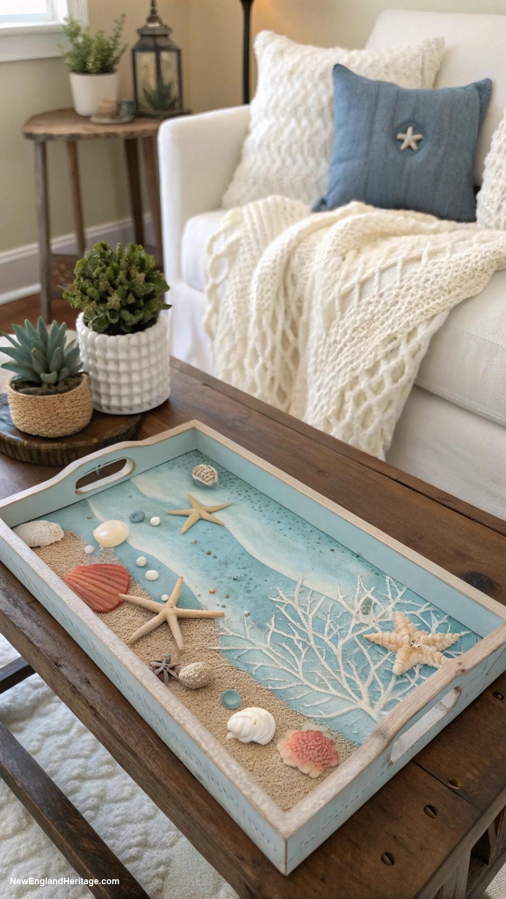 coastal coffee table decor Ocean themed decorative trays