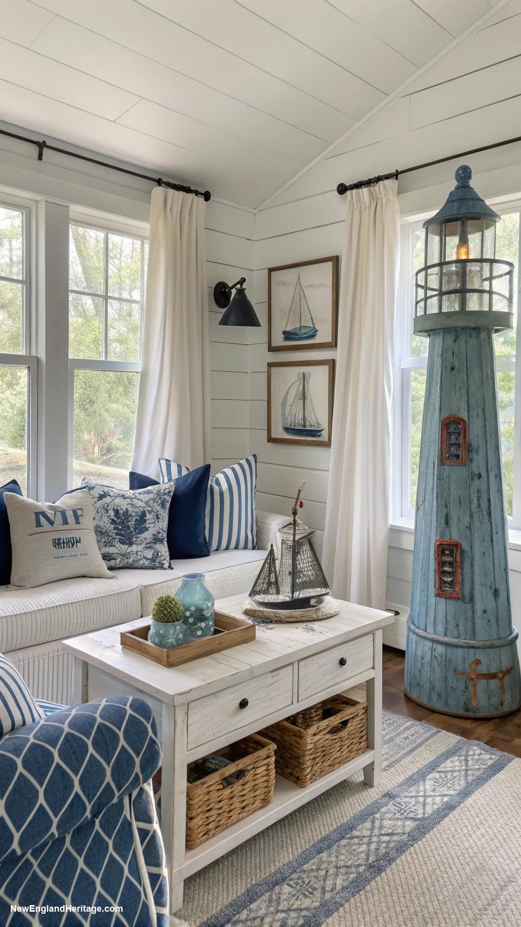 coastal cottage Charming blue and white nautical decor