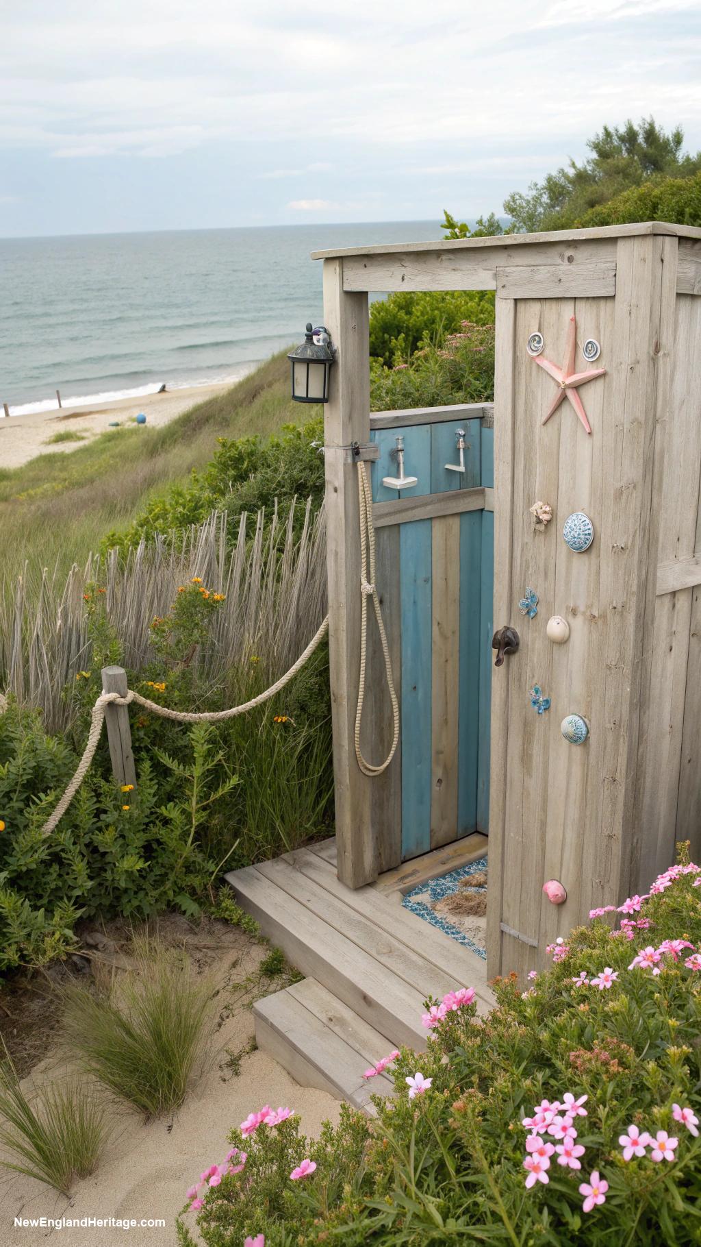 coastal cottage Outdoor shower for sandy days