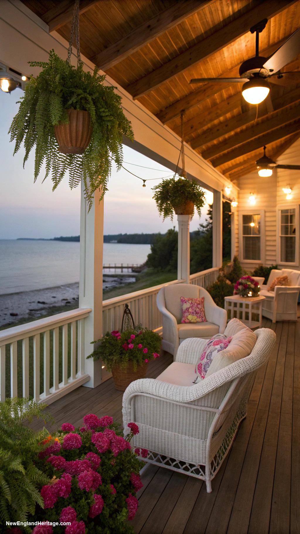 coastal cottage Screened in porch for bug free nights