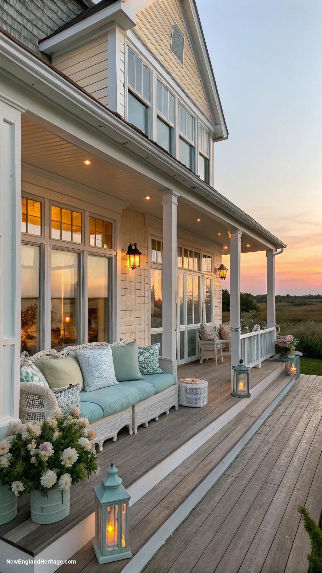 coastal cottage Wraparound porch for sunset lounging