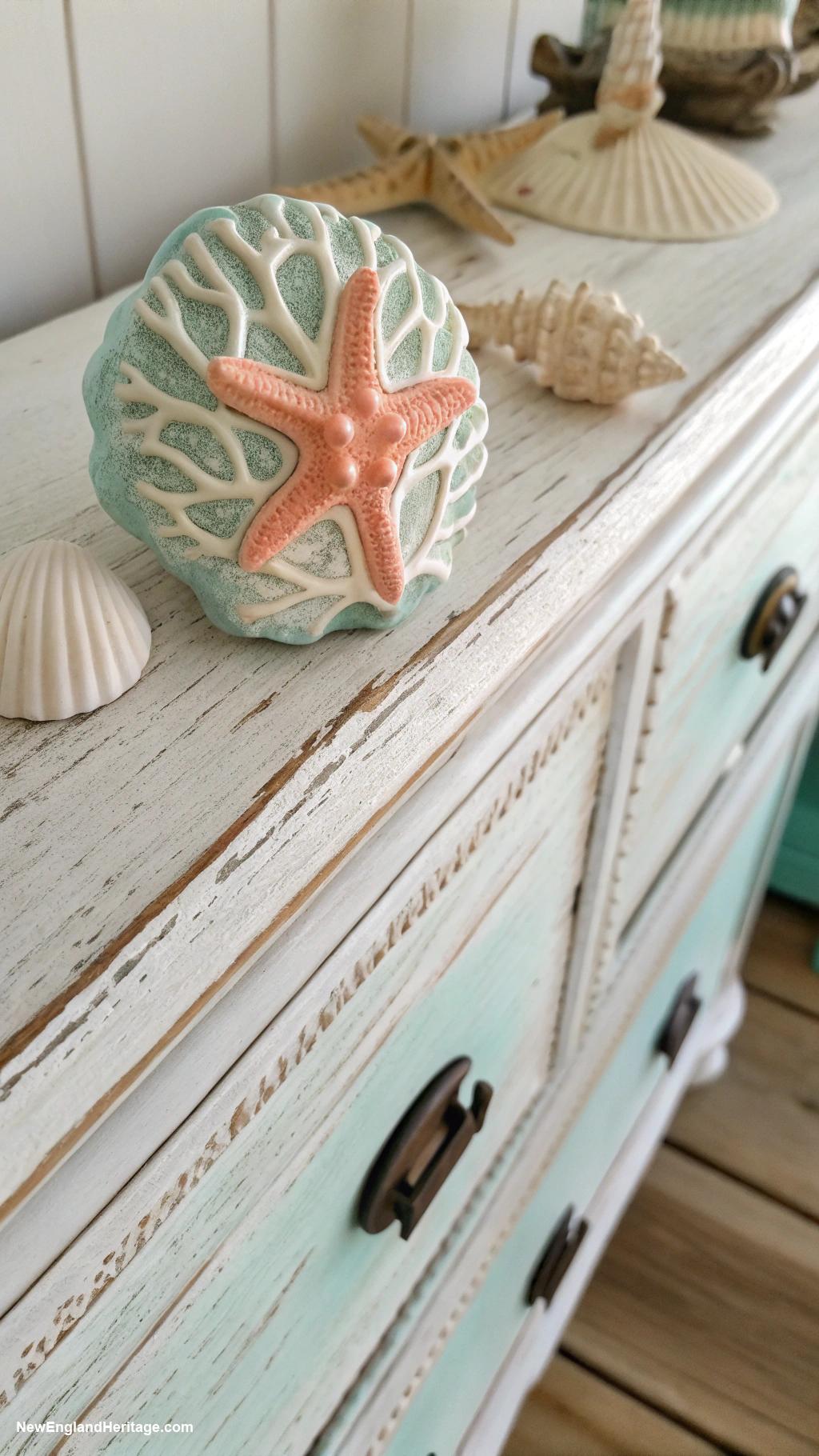 coastal dresser decor Coral themed knobs