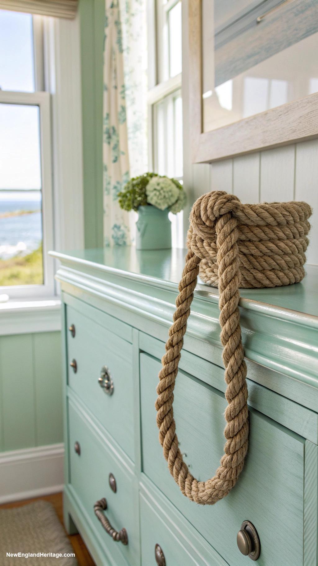 coastal dresser decor Nautical rope handles
