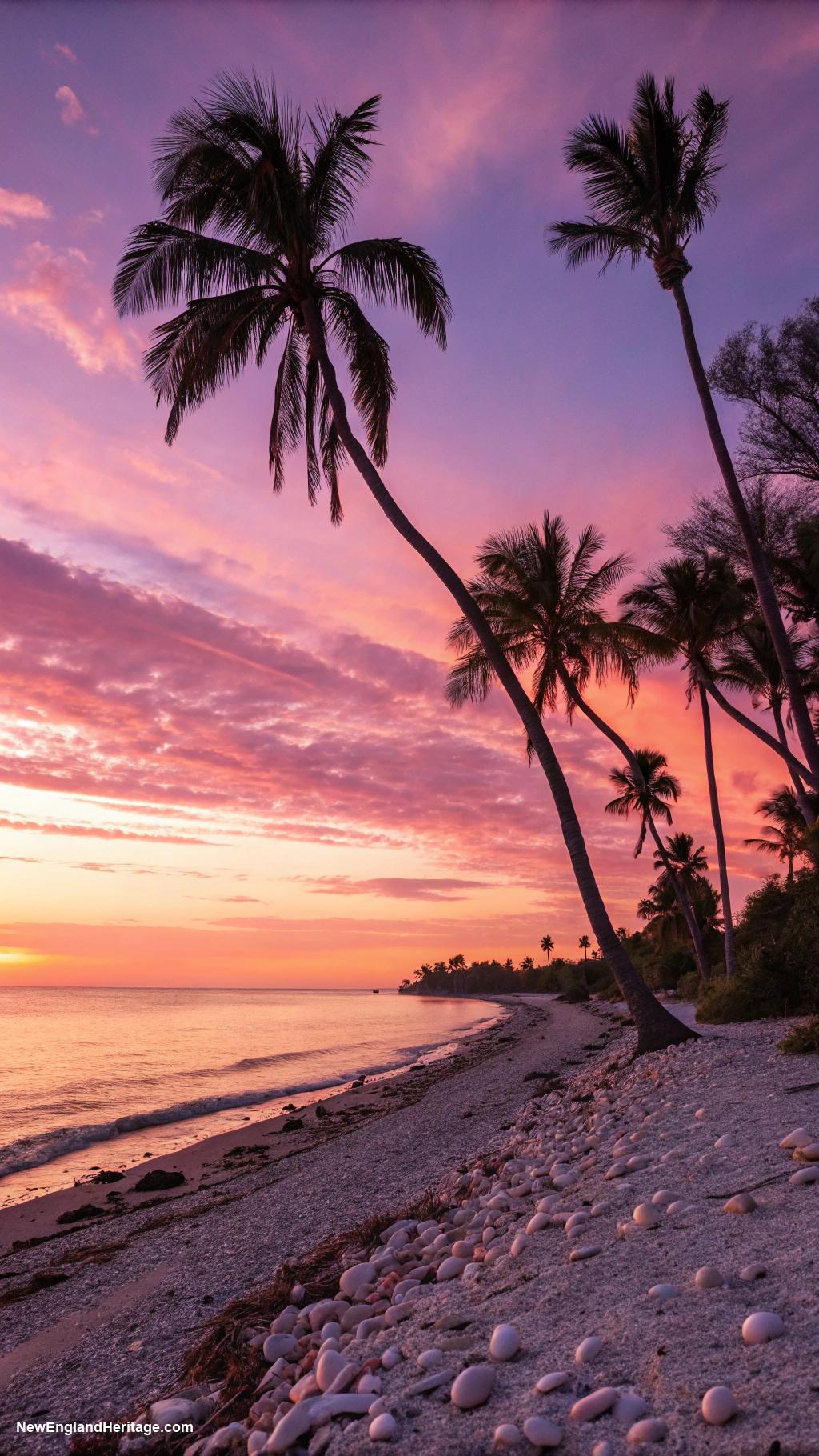 coastal nails Pastel sunset gradient with palm trees