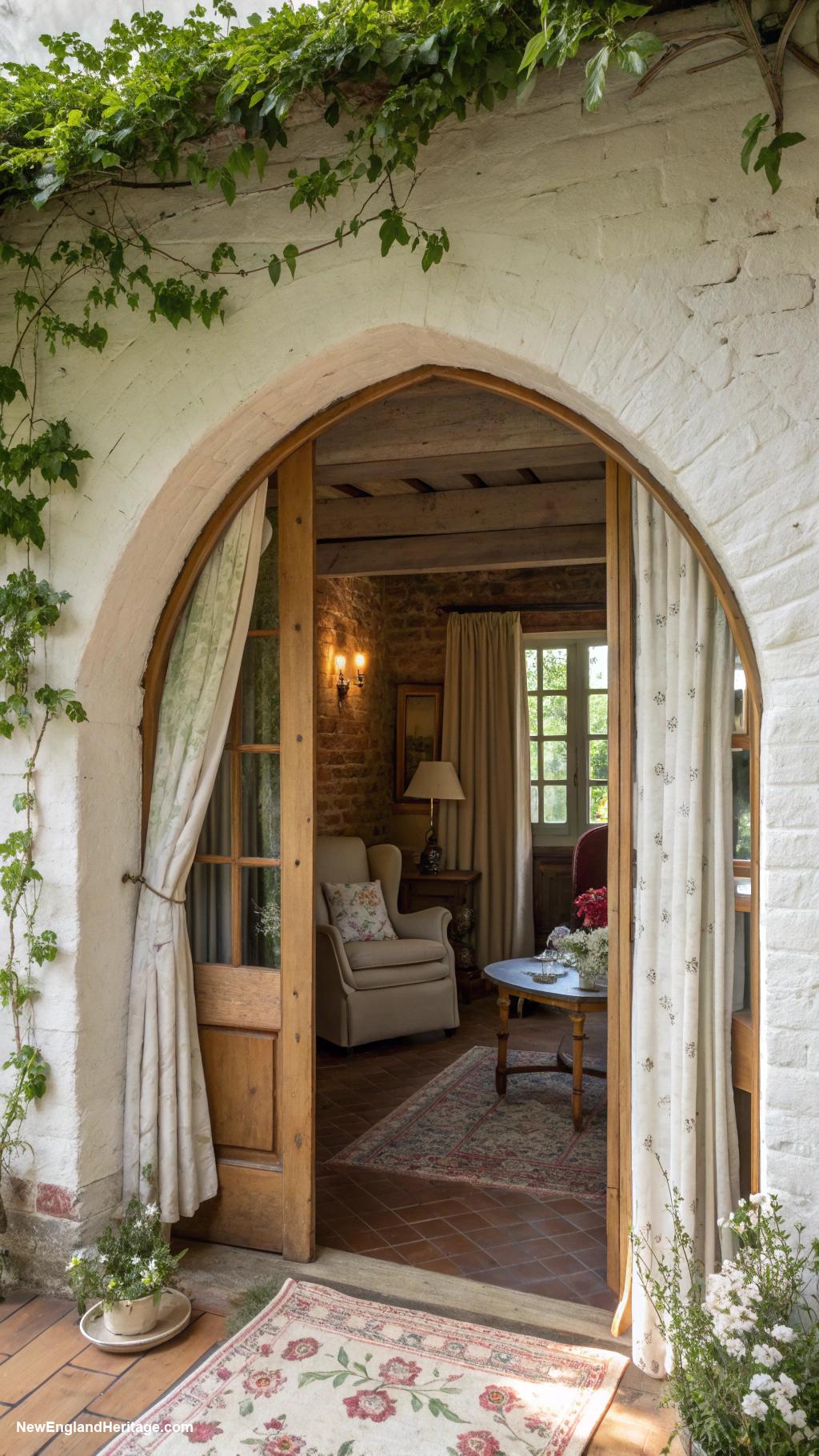 english cottage style Arched doorways leading to cozy interiors
