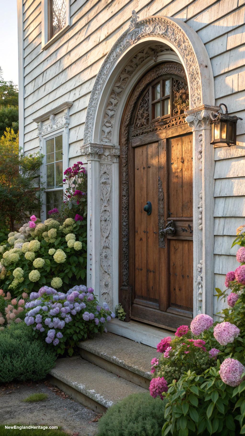 english cottage style Arched doorways with vintage hardware