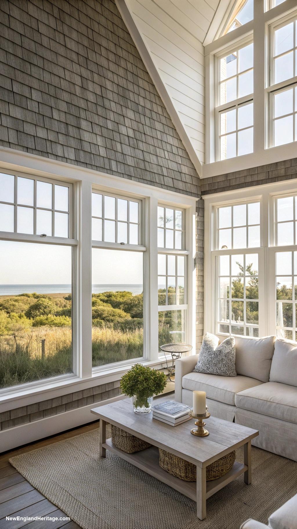 nantucket cottages Minimalist design with large picture windows