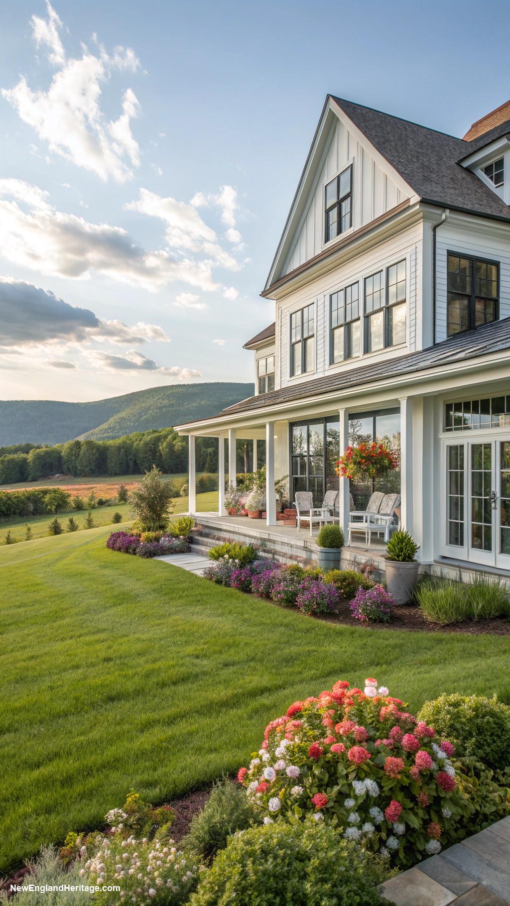 nantucket cottages Modern farmhouse with expansive front lawn