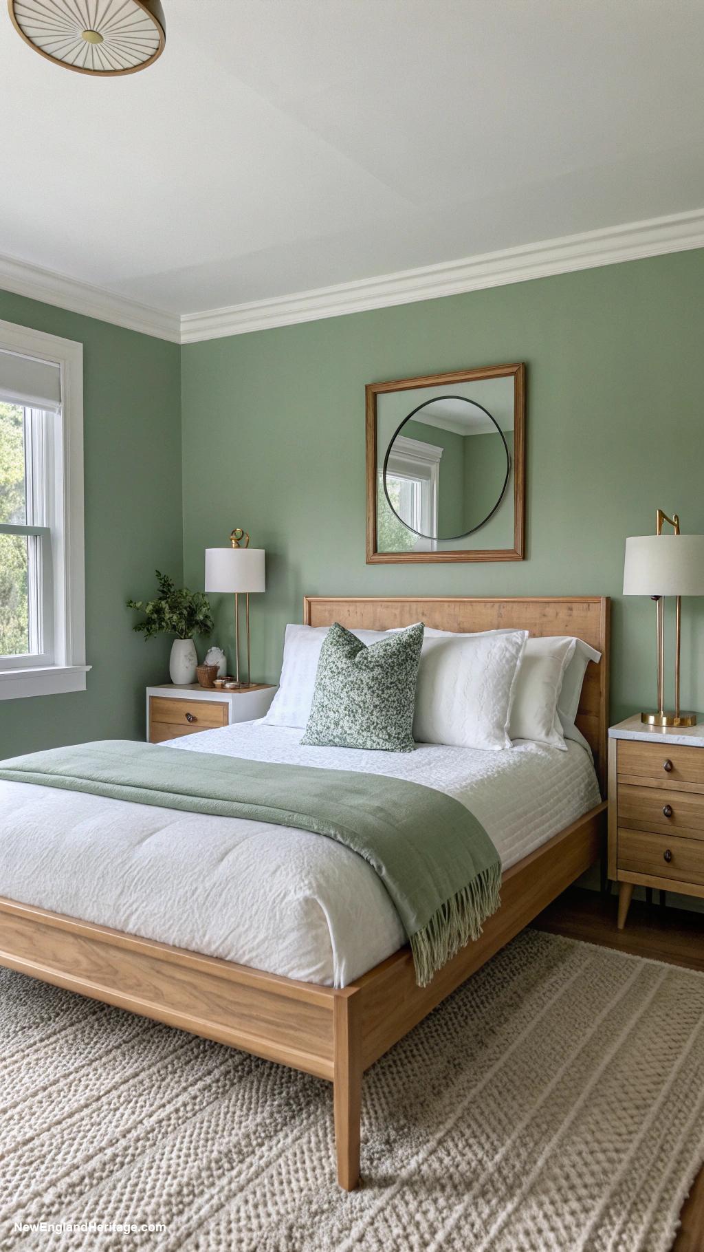 sage green bedrooms Minimalist sage decor with metallic touches