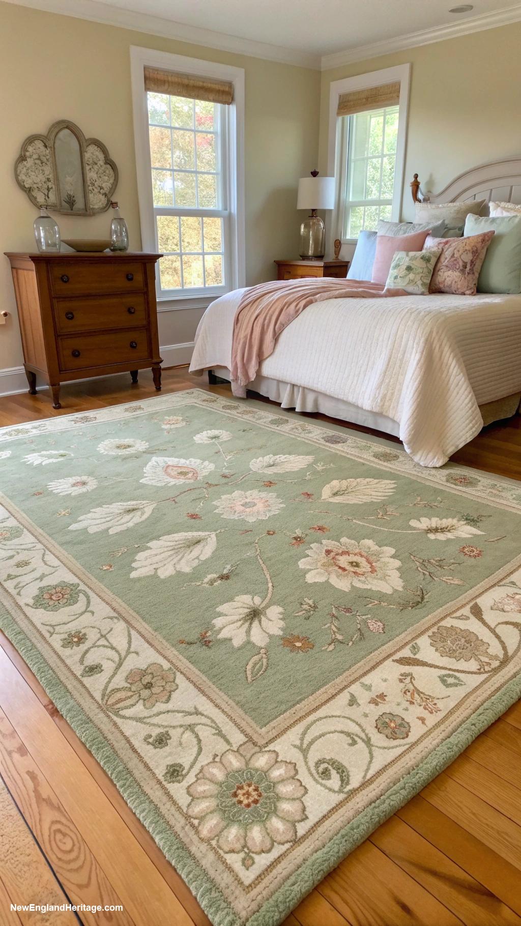 sage green bedrooms Sage area rug for added warmth