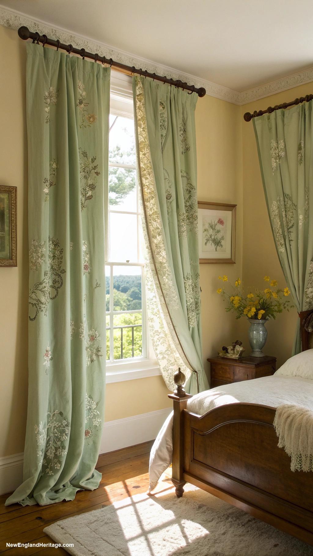 sage green bedrooms Sage curtains with floral patterns