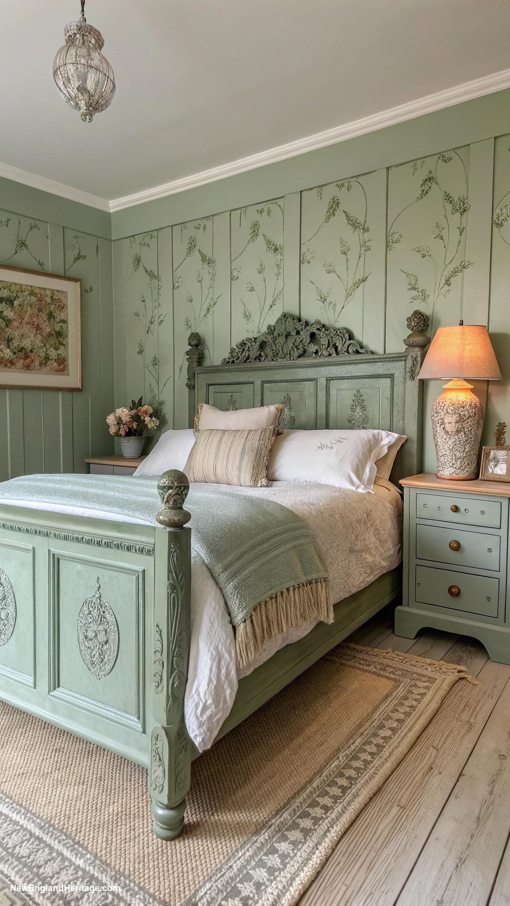 sage green bedrooms Vintage sage furniture for rustic charm