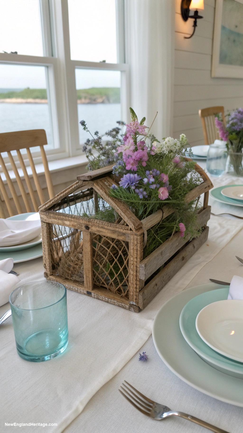 table setting ideas Fresh lobster traps as decorative elements