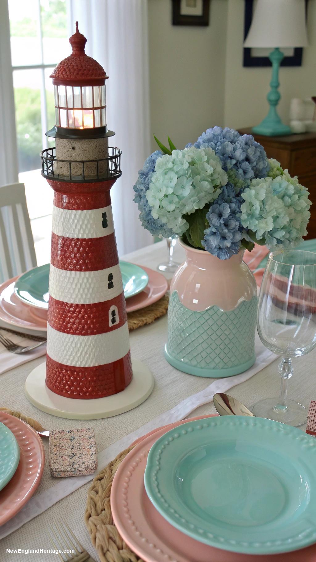 table setting ideas Lighthouse figurines as unique accents