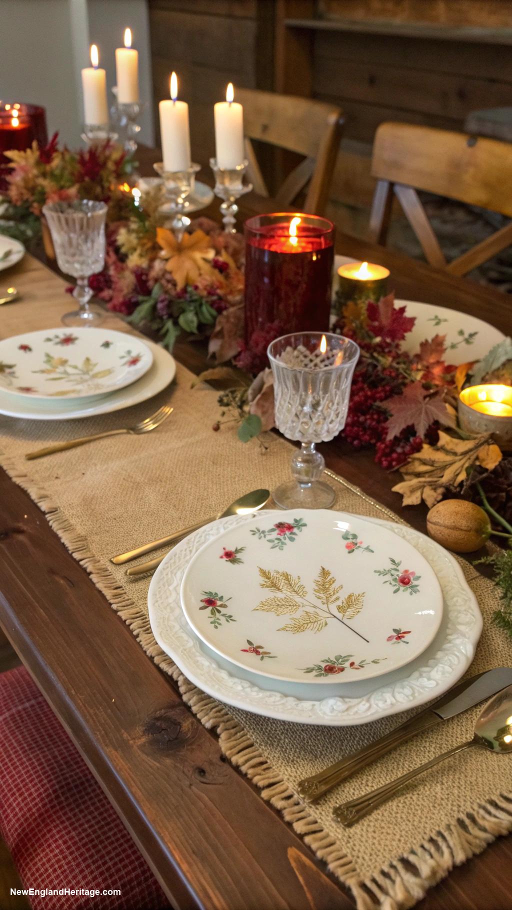 table setting ideas Rustic wood and burlap table runners