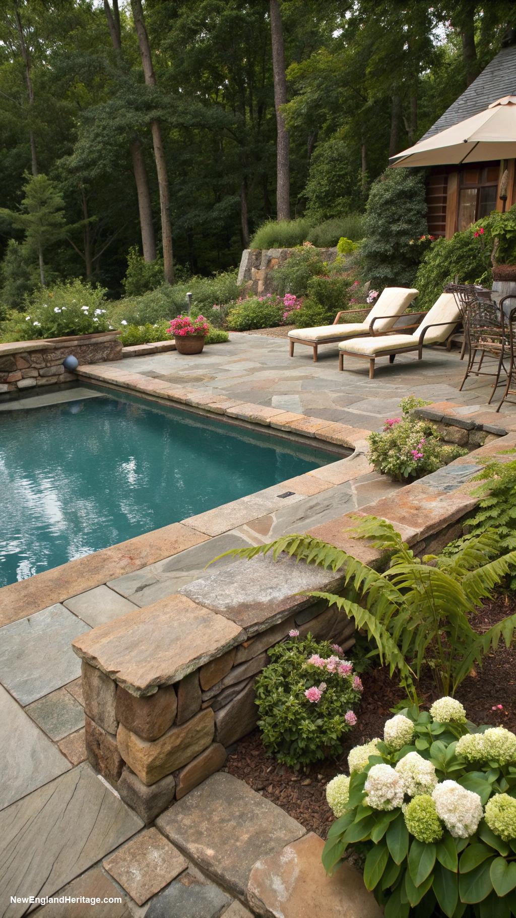 traditional pool design ideas Natural stone coping for a rustic look