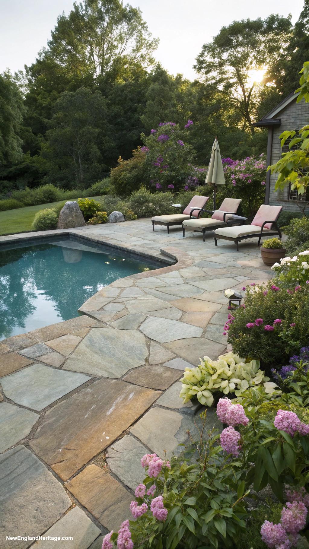 traditional pool design ideas Use a flagstone patio for unique appeal