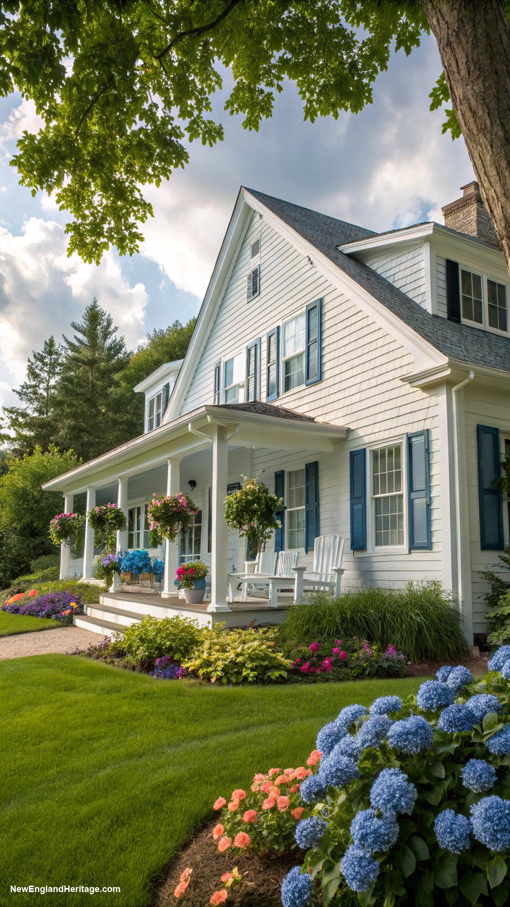 white houses with blue shutters Charming Cape Cod style with wooden shutters