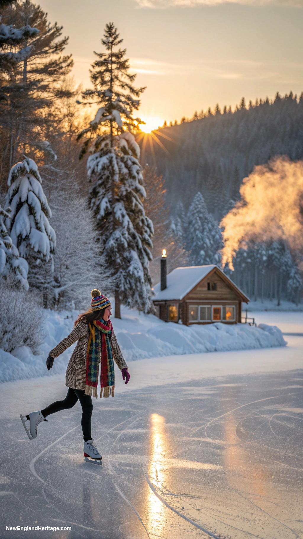winter activities Ice skating on frozen lakes