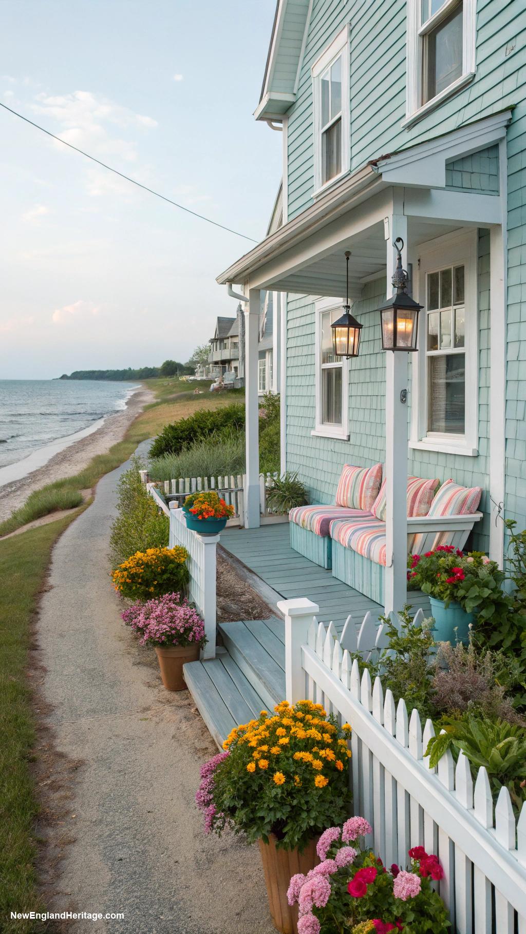 beachside bungalows Quaint beach house with colorful seaside decor