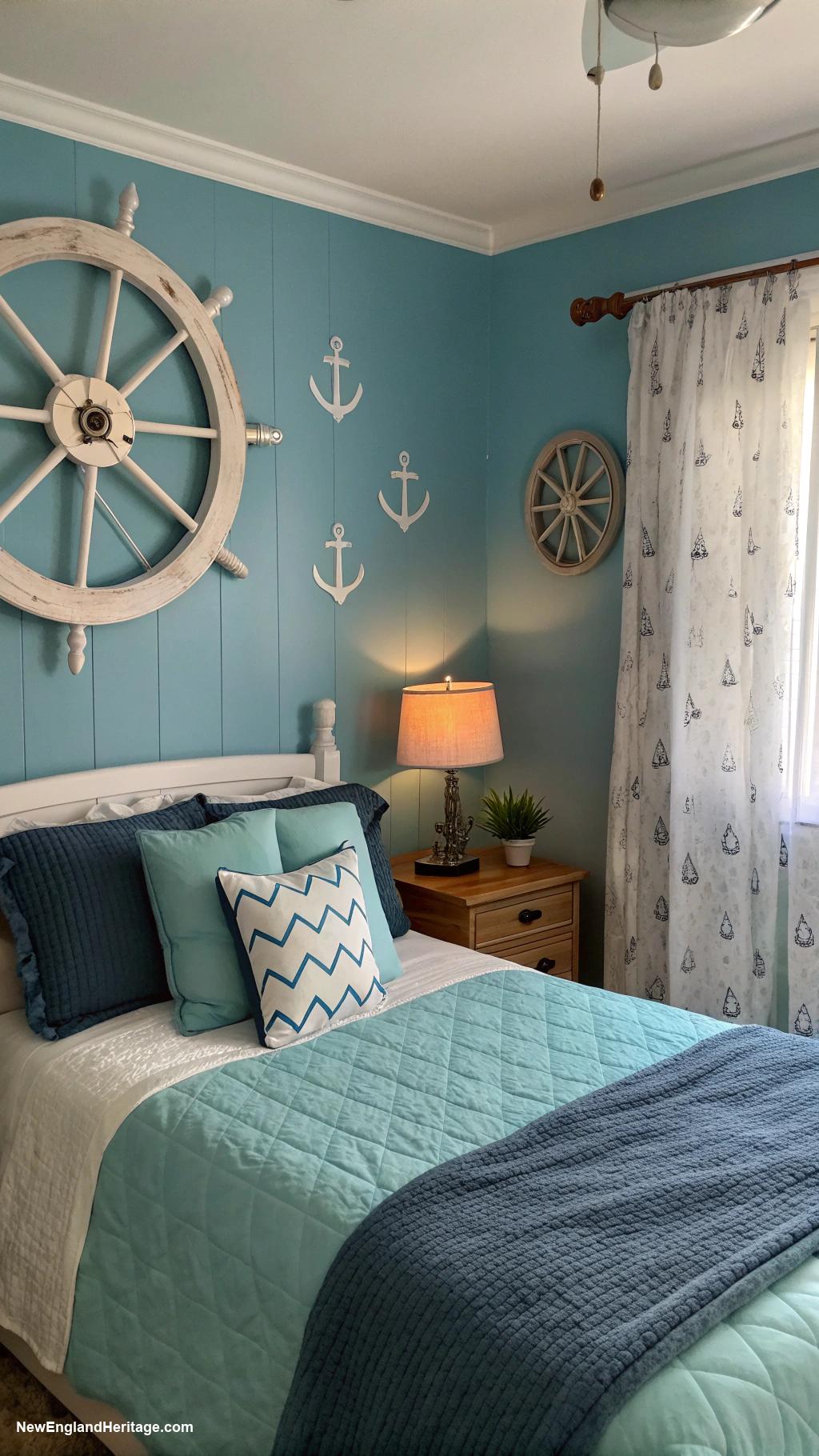 blue bedrooms Cerulean walls with nautical themed accessories