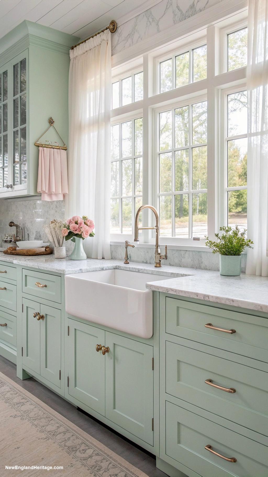 classic coastal kitchens Pale pastel color palette throughout