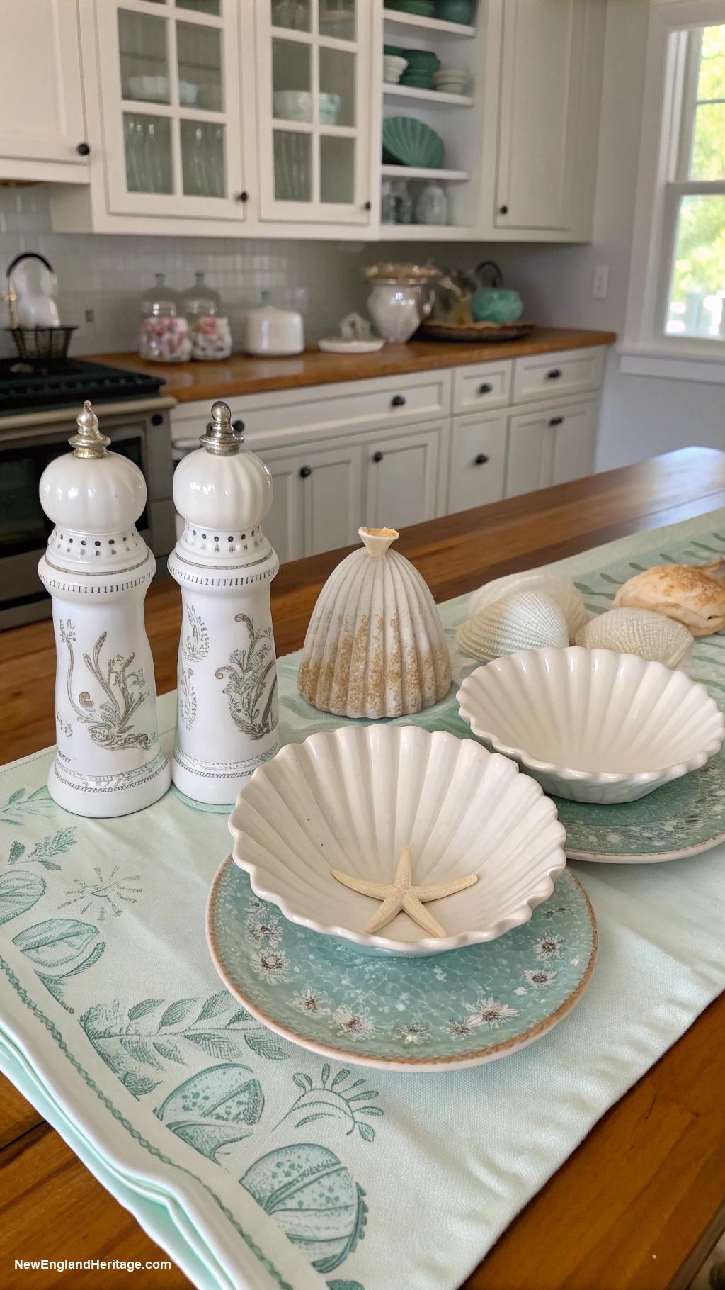classic coastal kitchens Seashell inspired decorative elements