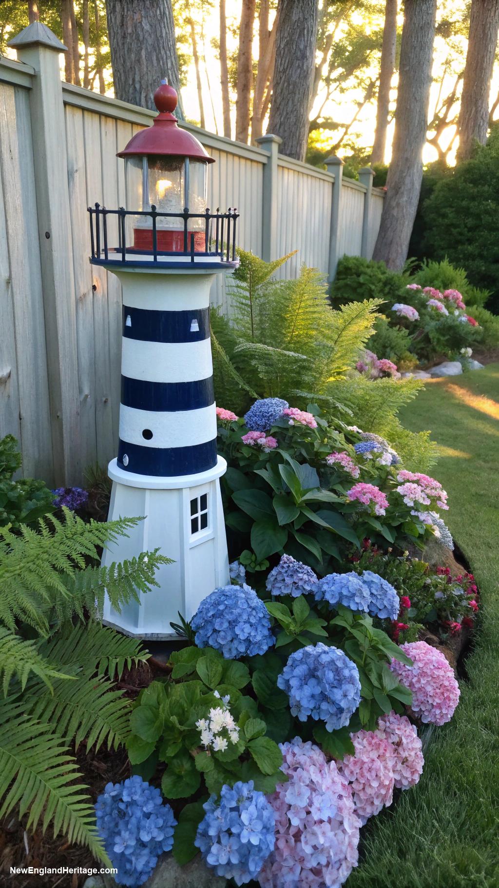 coastal backyard ideas Lighthouse garden ornament
