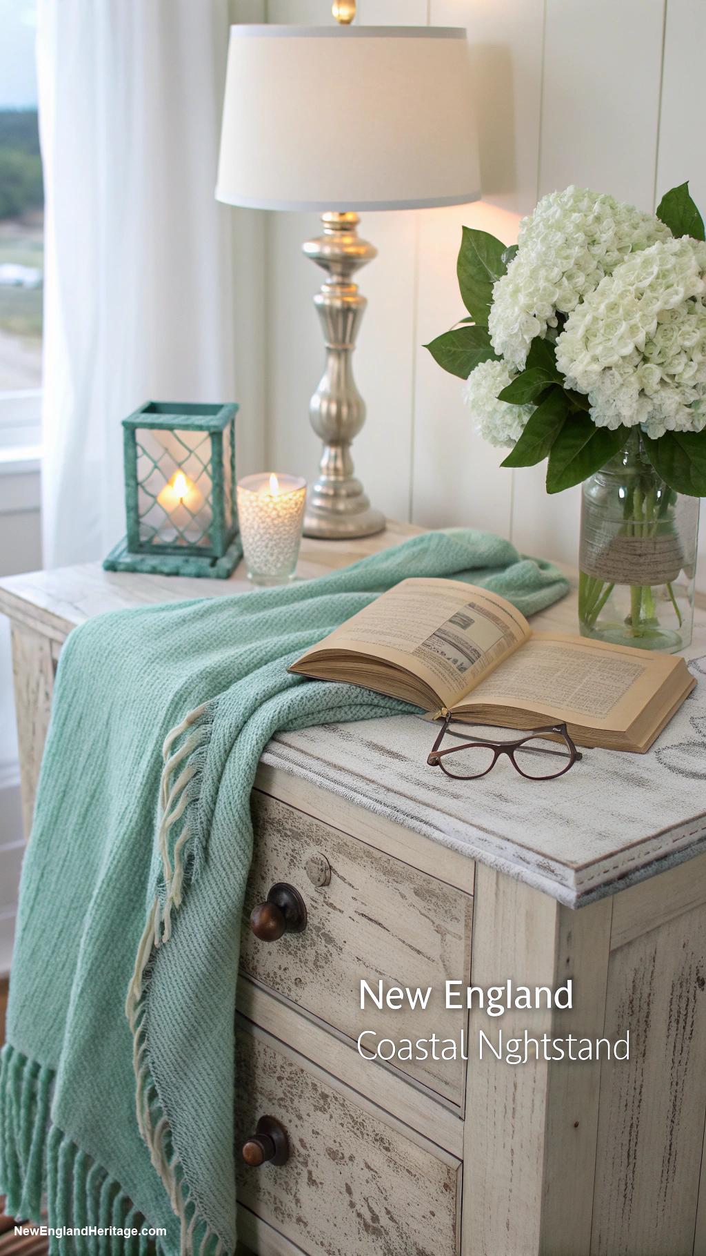 coastal nightstand decor Coastal themed throw blankets draped