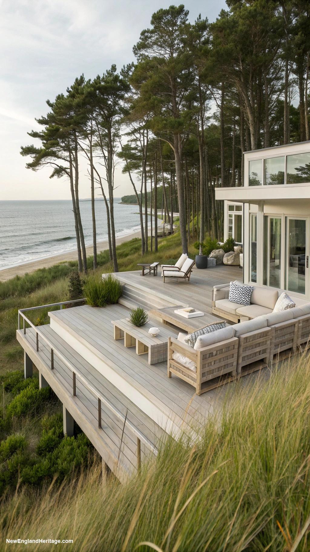 connecticut beach houses Modern retreat with large deck