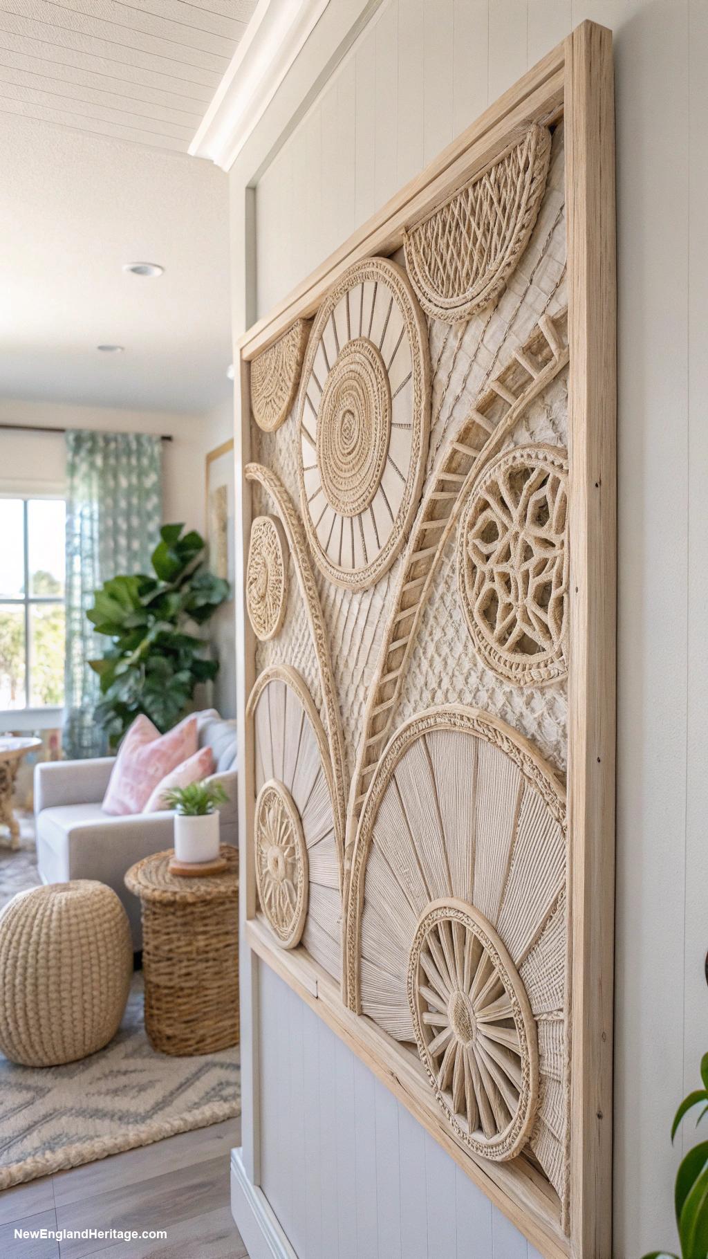 decorating with rattan Woven rattan wall art for texture