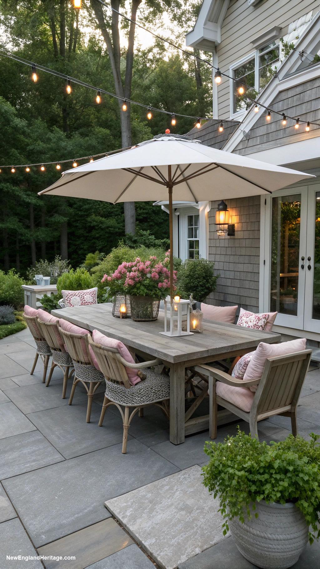 gray patio ideas Add an outdoor dining table for gatherings