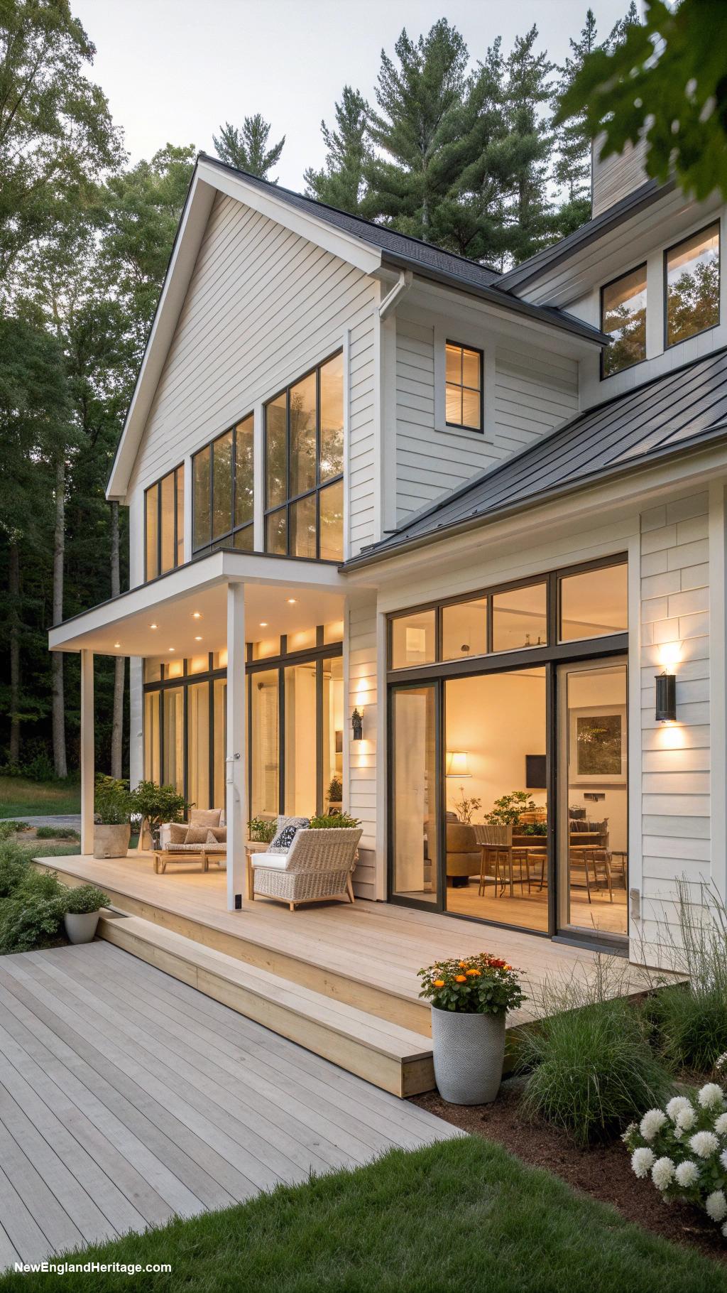hamptons cottages Modern minimalist home with large windows