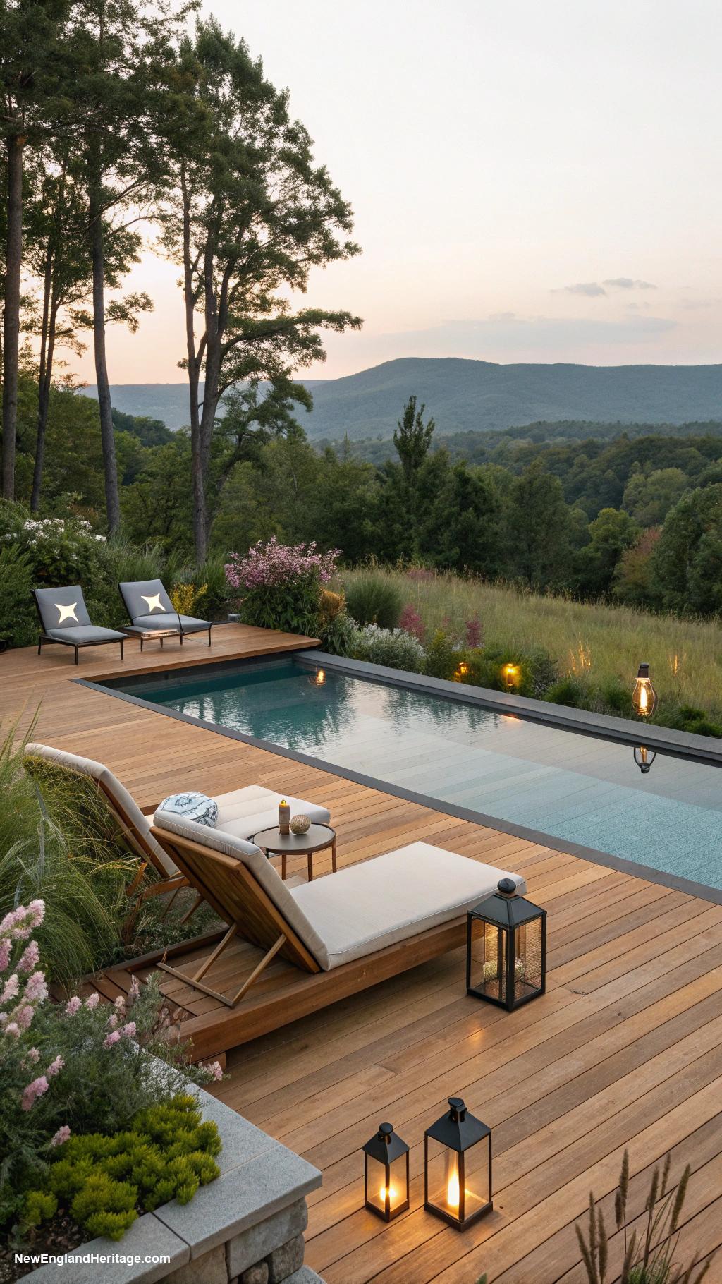 modern pools Timber decking for a warm inviting feel