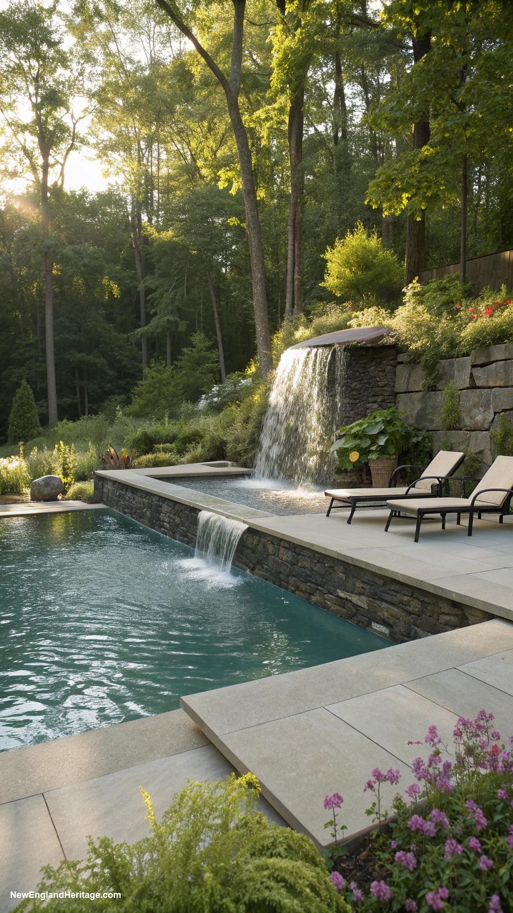 modern pools Waterfalls creating soothing soundscapes