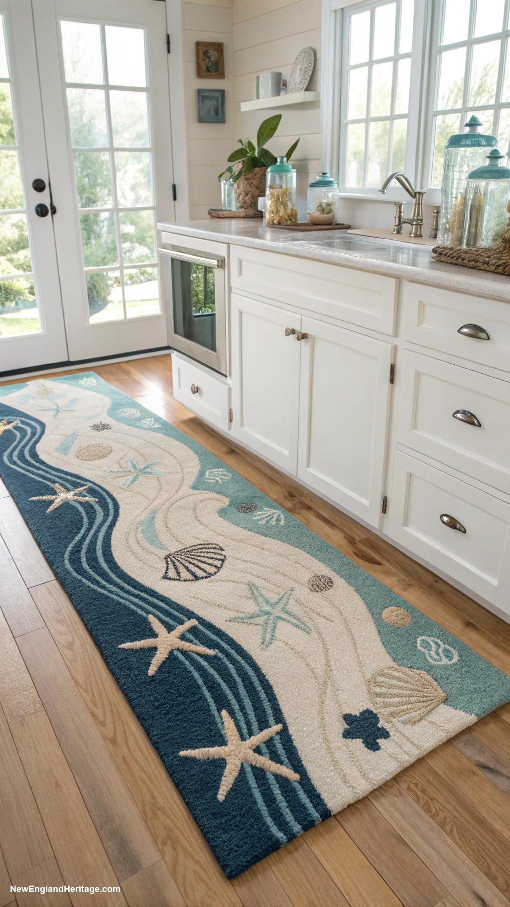 navy blue coastal kitchens Coastal rug with ocean colors