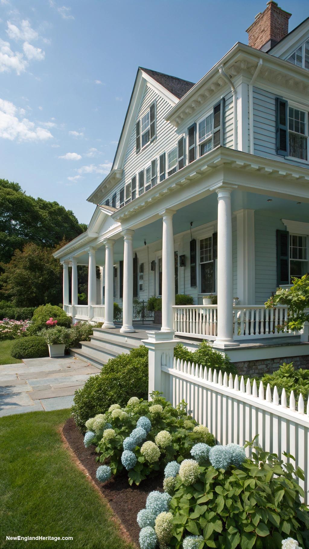 new england home exterior Colonial style columns for traditional elegance