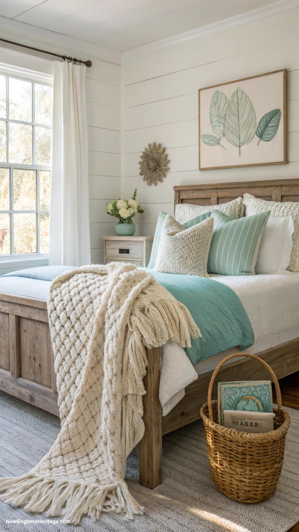 rustic coastal bedrooms Cozy knitted throws and pillows accents
