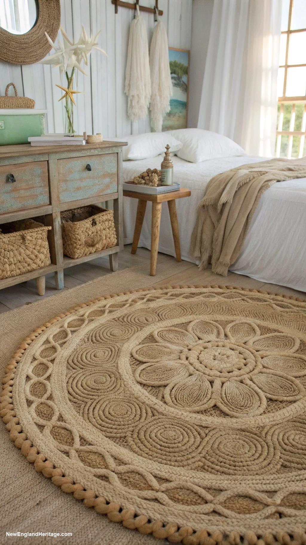 rustic coastal bedrooms Natural fiber rugs for rustic feel