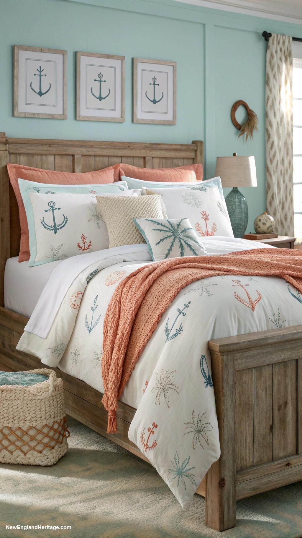 rustic coastal bedrooms Nautical themed bedding with subtle colors
