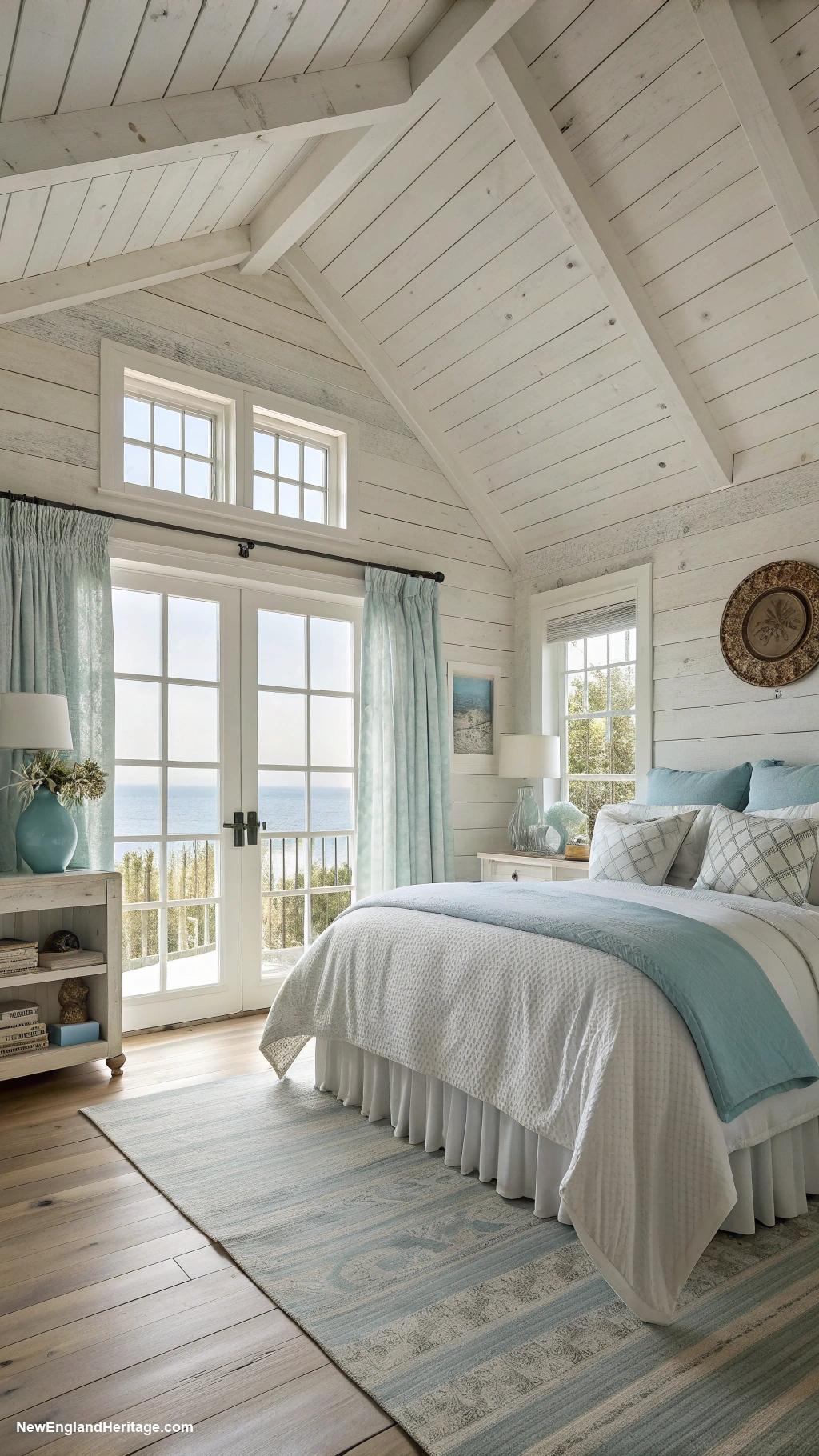 rustic coastal bedrooms Shiplap ceiling for coastal charm
